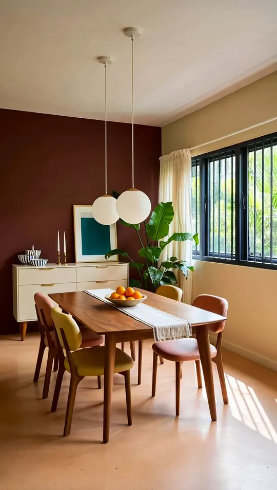 AI-generated concept: Colour-block contemporary dining for a Singapore HDB flat. Not a completed ELEVATED project.