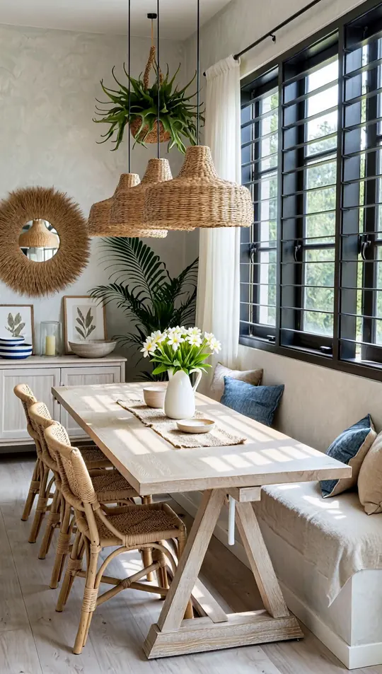 AI-generated concept: Coastal tropical dining for a Singapore HDB flat. Not a completed ELEVATED project.
