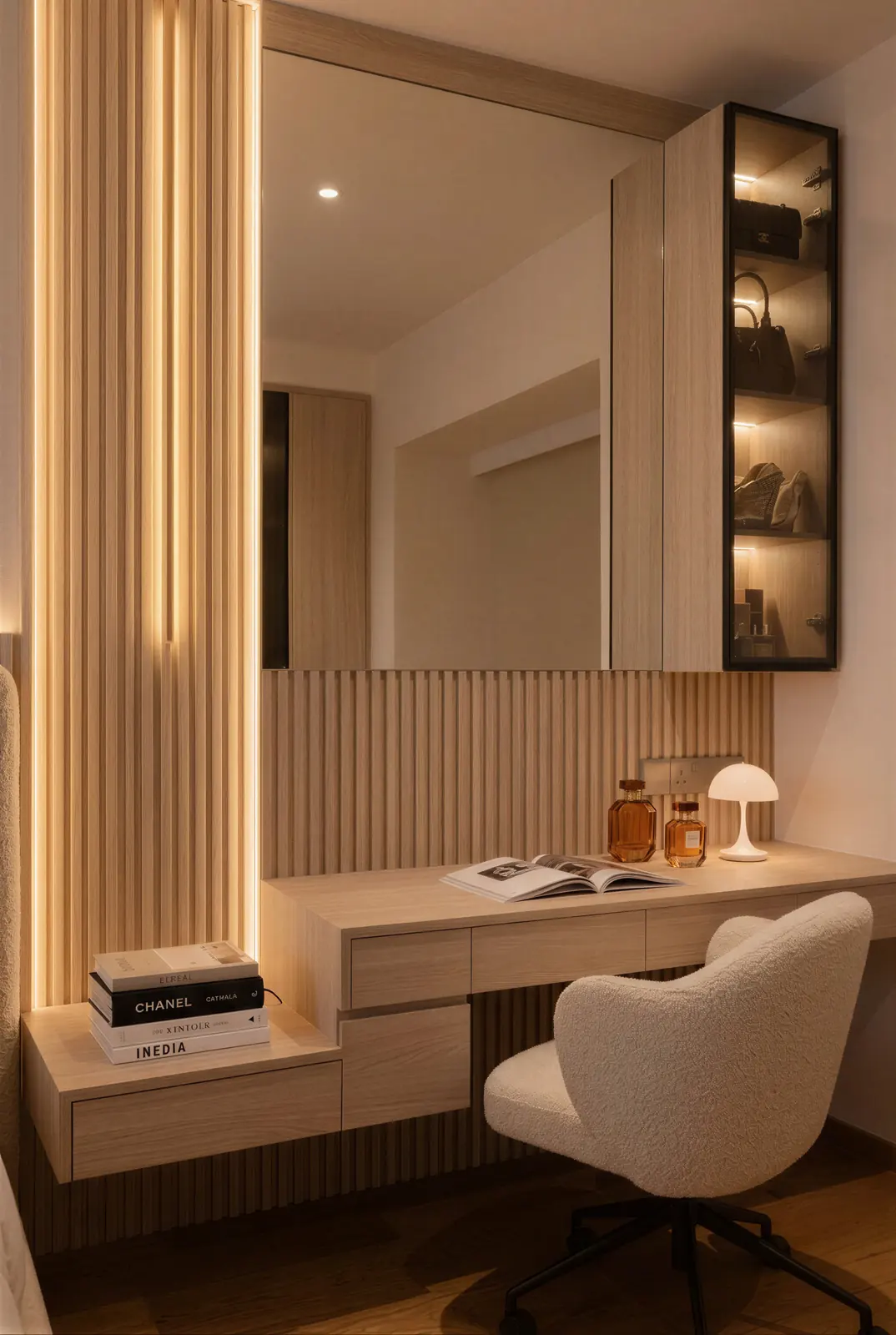 Dressing corner. Sunshine Plaza Residences, 3-bedroom condominium · Singapore, renovation by ELEVATED.