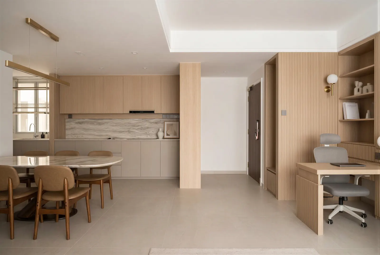 Dining and study. Sunshine Plaza Residences, 3-bedroom condominium · Singapore, renovation by ELEVATED.